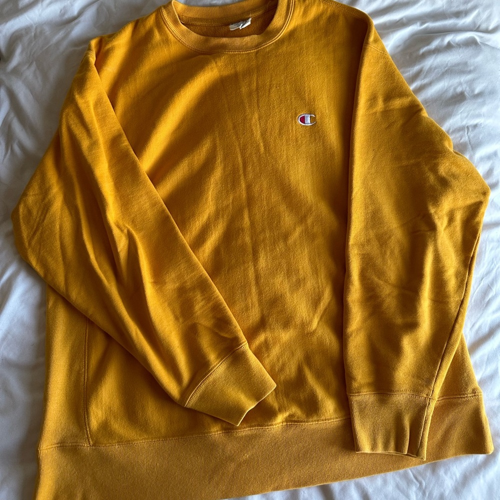 Rare Vintage Champion Reverse Weave Yellow Crewneck Sweatshirt